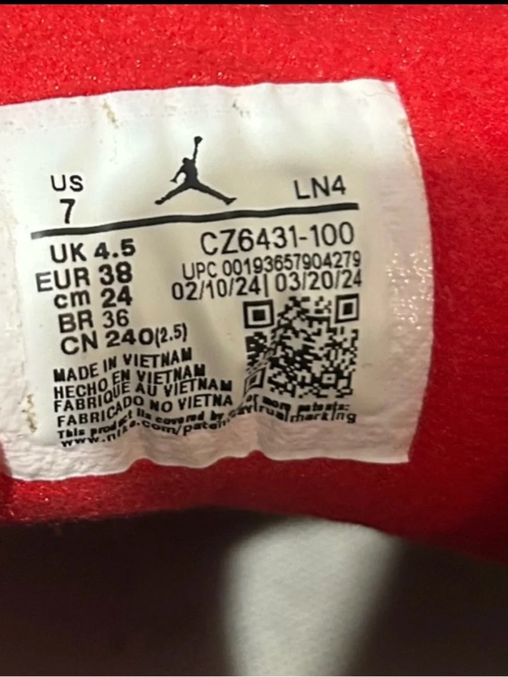 Nike White Black Red Air Jordan 3 Style Sneakers